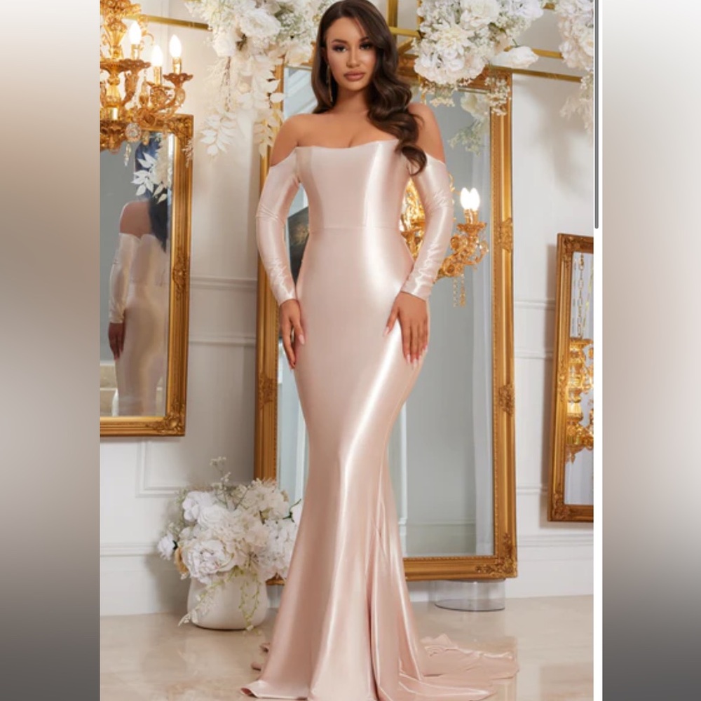 Elegant Cream Satin Evening Gown